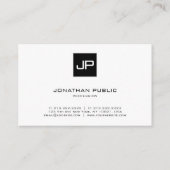 Creative Monogrammed Modern Black White Plain Visitekaartje (Achterkant)