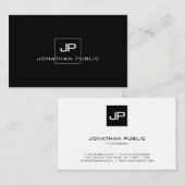 Creative Monogrammed Modern Black White Plain Visitekaartje (Voorkant / Achterkant)