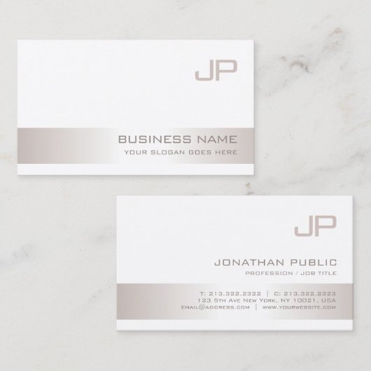 Creative Monogrammed Modern Plain Trendy Luxury Visitekaartje (Voorkant / Achterkant)