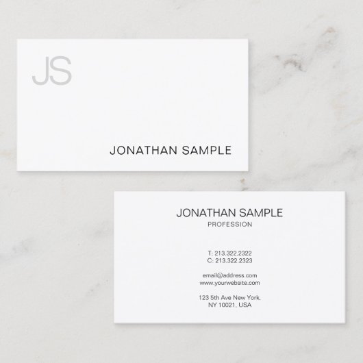 Creative Monogrammed Moderne Clean Plain Luxury Visitekaartje (Voorkant / Achterkant)