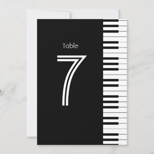 Creative Musicians Piano Key Table Number Kaart (Voorkant)