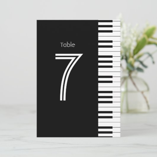 Creative Musicians Piano Key Table Number Kaart (Staand voorkant)