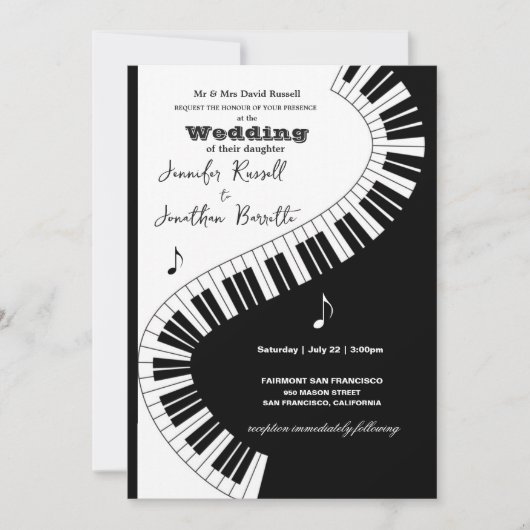 Creative Musicians Piano Keys Wedding Kaart (Voorkant)
