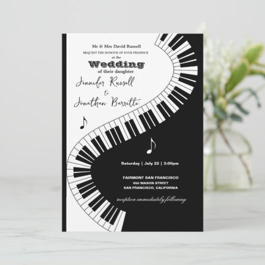 Creative Musicians Piano Keys Wedding Kaart (Staand voorkant)