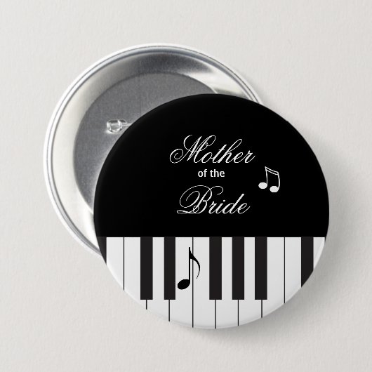 Creative Musicians Piano Keys Wedding Ronde Button 7,6 Cm (Voorkant /achterkant)