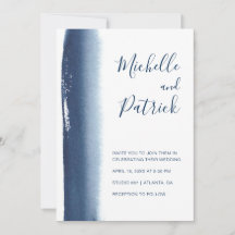 Creative Navy Blue Waterverf Brushlijnhuwelijk