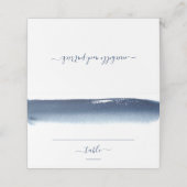 Creative Navy Blue Waterverf Brushlijnhuwelijk Plaatskaartje (Buitenkant ongevouwen)