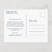 Creative Navy Blue Waterverf Wedding Postponement Aankondigingskaart (Achterkant)