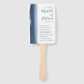 Creative Navy Blue Waterverf Wedding Programme Handwaaier (Voorkant)