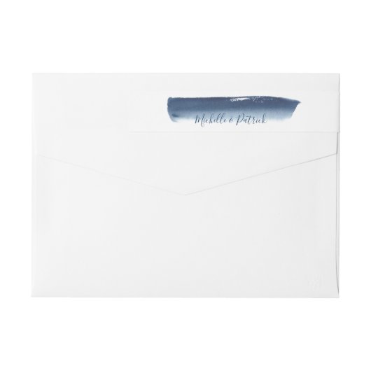 Creative Navy Brushstroke Wedding Return Address (Achterkant)