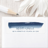 Creative Navy Brushstroke Wedding Return Address Etiket (Insitu)