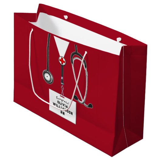 Creative Nurse Graduation Large Gift Bag Groot Cadeauzakje (Voorkant Gekanteld)