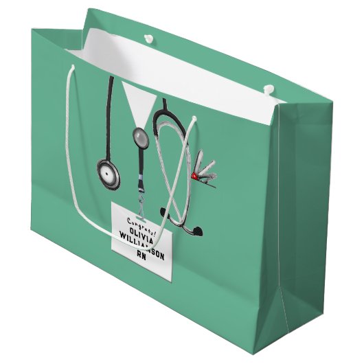 Creative Nurse Graduation Large Gift Bag Groot Cadeauzakje (Voorkant Gekanteld)
