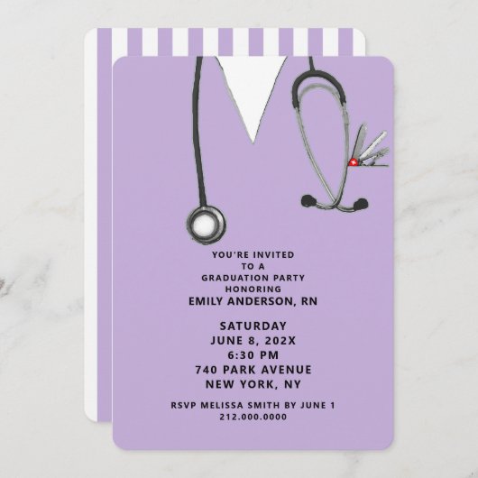 Creative Nurse Graduation Party Kaart (Voorkant / Achterkant)