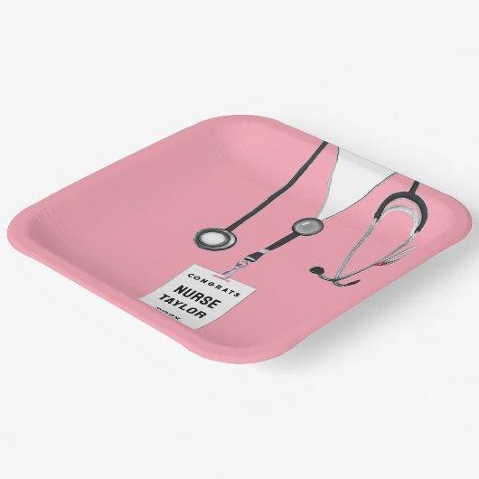 Creative Nurse Graduation Party Roze papieren Bord (Gebogen)