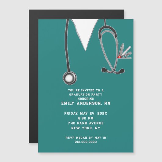 Creative Nursing School Graduation Magnetische Uitnodiging (Voorkant / Achterkant)