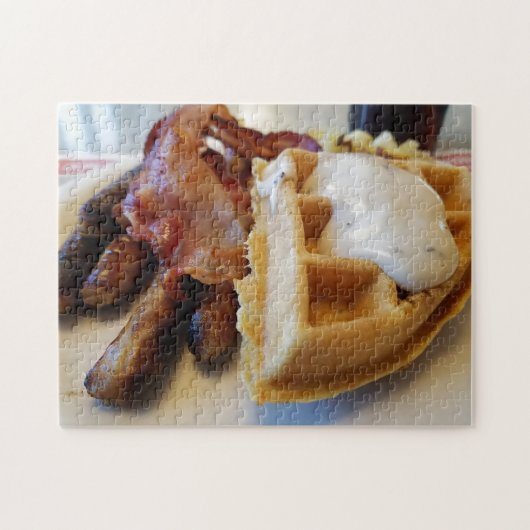 Creative ontbijt bacon waffle puzzel legpuzzel (Horizontaal)