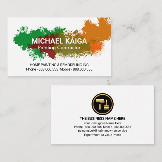 Creative Paint Spletters Home Remodelling Visitekaartje (Voorkant / Achterkant)