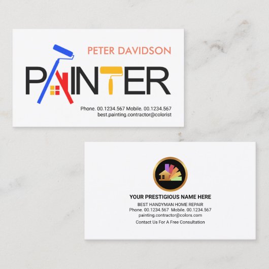Creative PAINTER Signage Brush Visitekaartje (Voorkant / Achterkant)