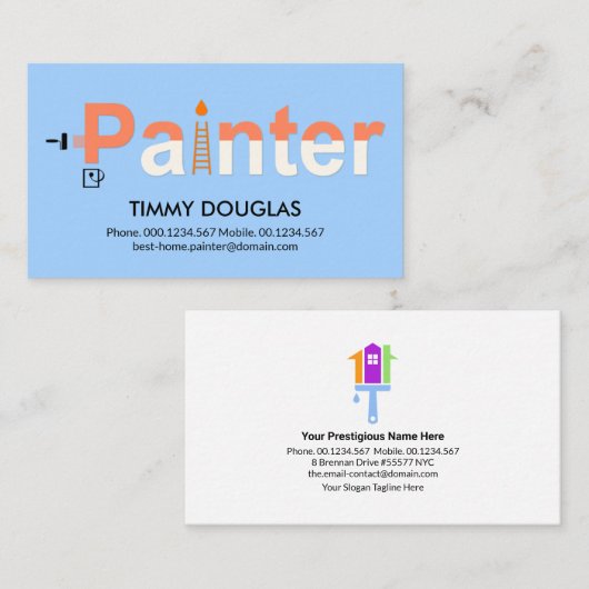 Creative Painter Tools Signage Painage Contractor Visitekaartje (Voorkant / Achterkant)