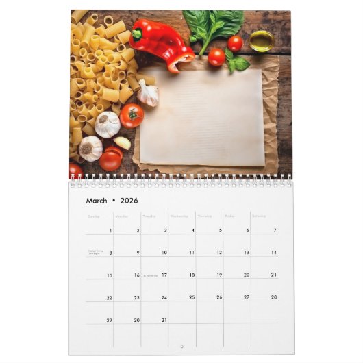 Creative Pasta Recipes & Photo Notes Calendar Kalender (Mar 2026)
