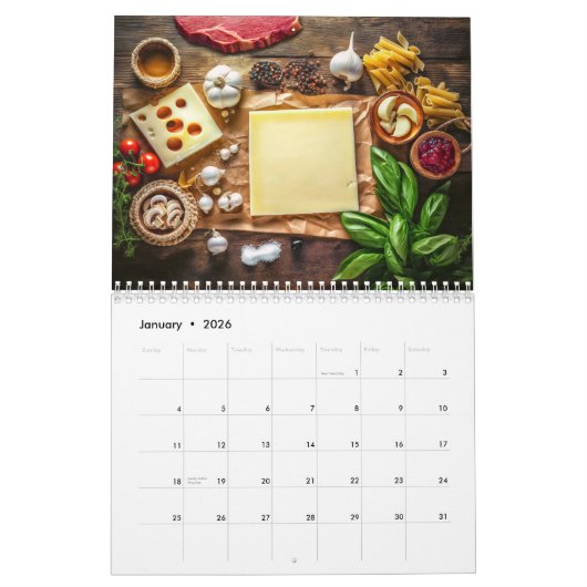 Creative Pasta Recipes & Photo Notes Calendar Kalender (Jan 2026)