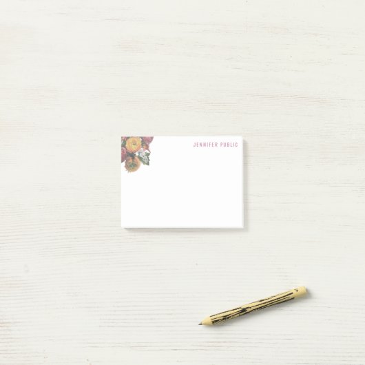 Creative Pastel Kleuren Waterverf Rozen Sjabloon Post-it® Notes (Op bureau)