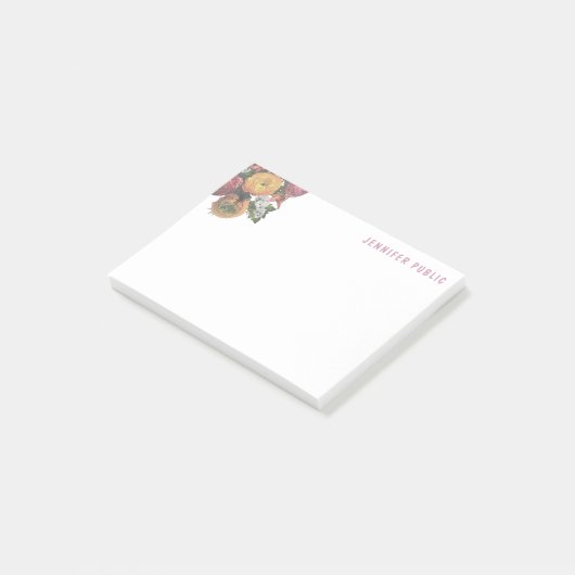 Creative Pastel Kleuren Waterverf Rozen Sjabloon Post-it® Notes (Schuin)