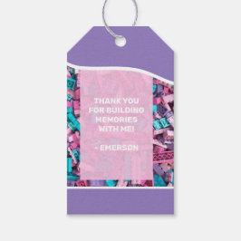 Creative Pastel Roze Paarse Bouwstenen Favor Cadeaulabel