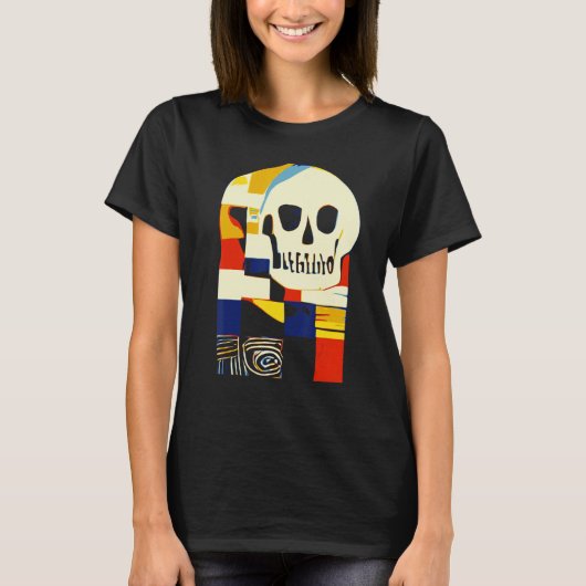 Creative Patchwork schedel Abstracte vormen Artful T-shirt (Voorkant)