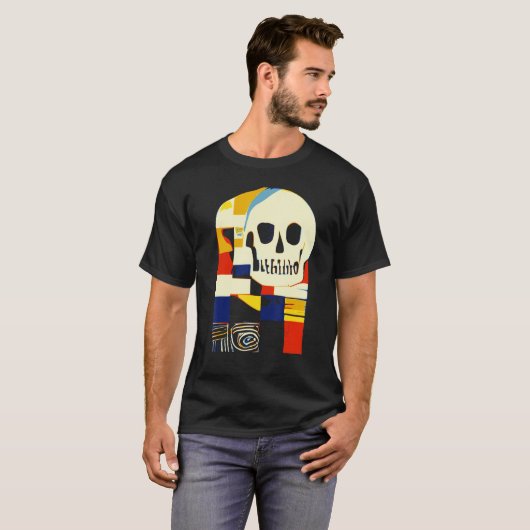 Creative Patchwork Skull Abstract Shapes Artful Gr T-shirt (Voorkant volledig)