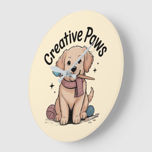 Creative Paws Dog Painting Knitting Hobbyist Decor Grote Klok (Hoek)
