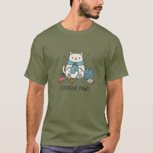 Creative Paws Witte Kat Breien Zomer Kleding Grafi T-shirt