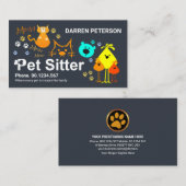 Creative Pet Sitter Signement Colorful Dog Cat Visitekaartje (Voorkant / Achterkant)