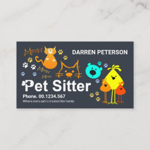 Creative Pet Sitter Signement Colorful Dog Cat Visitekaartje