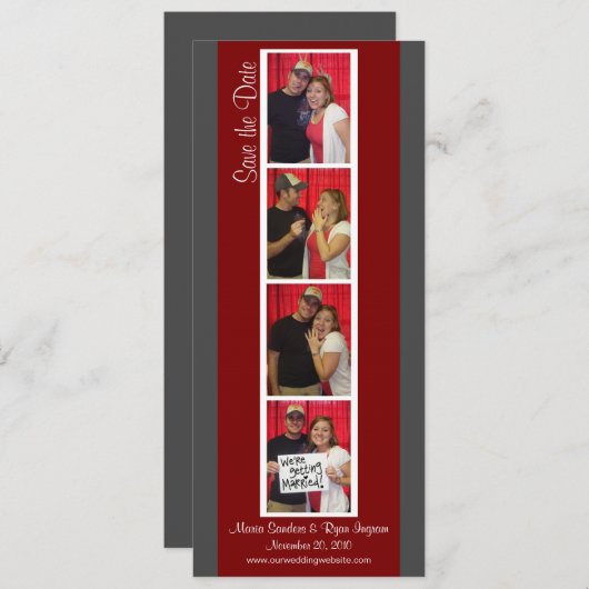 Creative Photo Booth Save the Date (Red & Pewter) (Voorkant / Achterkant)