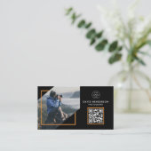 Creative photographer Photography Black Qr Code Visitekaartje (Staand voorkant)