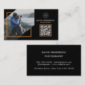 Creative photographer Photography Black Qr Code Visitekaartje (Voorkant / Achterkant)