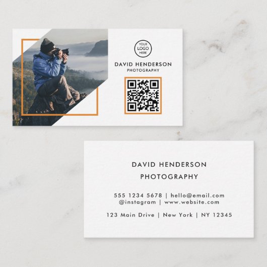 Creative Photographer White Qr Code Visitekaartje (Voorkant / Achterkant)