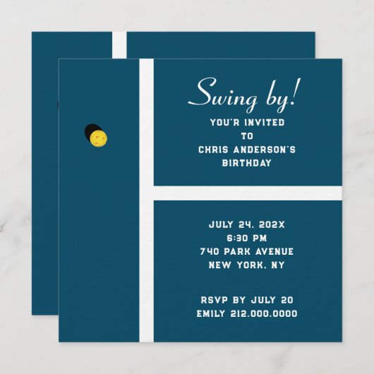 Creative Pickleball Party Kaart (Voorkant / Achterkant)