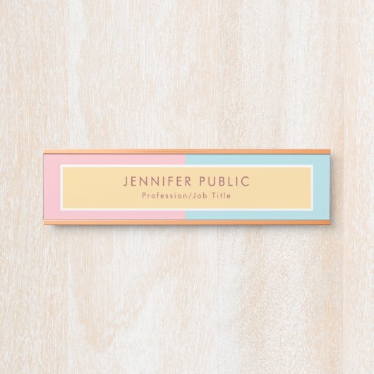 Creative Pink Yellow Blue Moderne Sjabloon Rosegol Deurbordje (Voorkant)