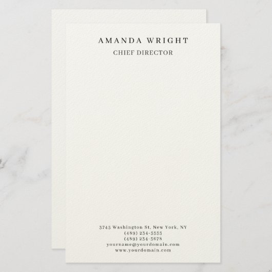Creative Plain Simple White Attractive Stylish Briefpapier (Voorkant / Achterkant)