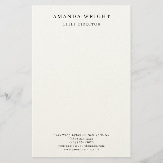 Creative Plain Simple White Attractive Stylish Briefpapier (Voorkant)