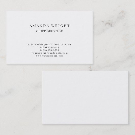 Creative Plain Simple White Attractive Stylish Visitekaartje (Voorkant / Achterkant)