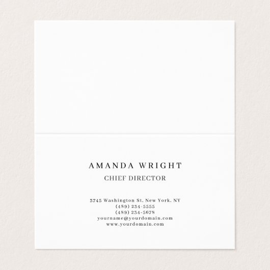 Creative Plain Simple White Attractive Stylish Visitekaartje (Buitenkant ongevouwen)