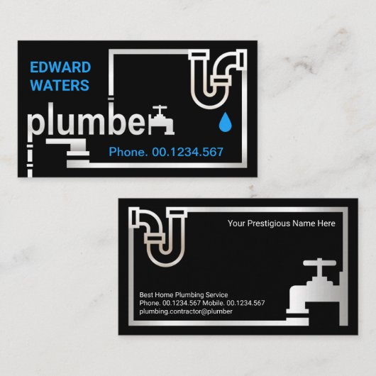 Creative-plug-pipes Silver Plumber Signage Visitekaartje (Voorkant / Achterkant)
