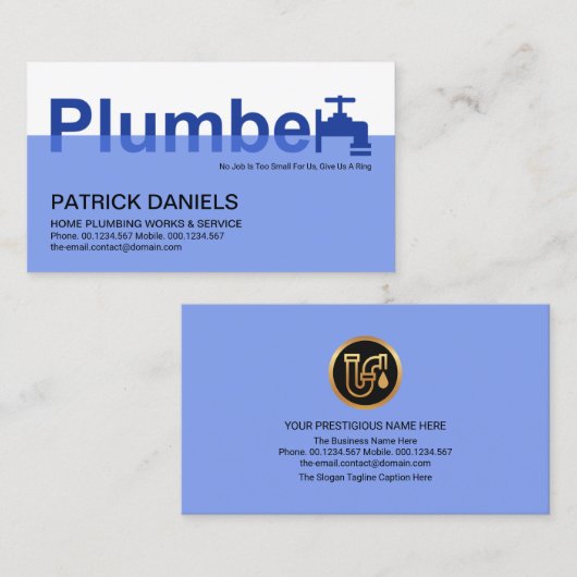 Creative Plumber Faucet Signage Water Pipes Visitekaartje (Voorkant / Achterkant)