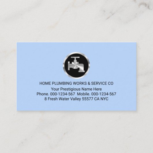 Creative Plumber Pipe System Plumbing Works Visitekaartje (Achterkant)