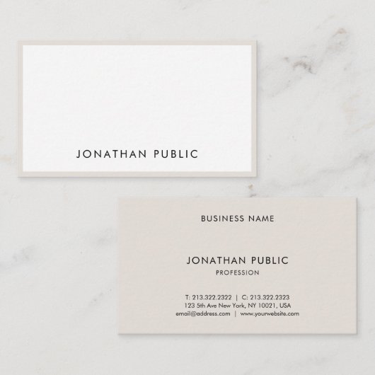 Creative Professional Elegant Simple Plain Trendy Visitekaartje (Voorkant / Achterkant)