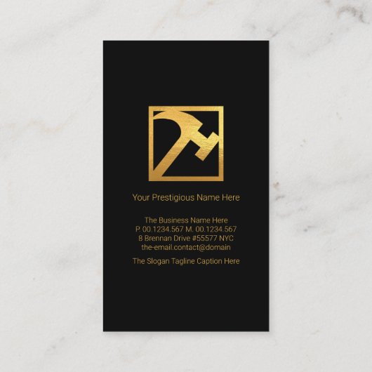 Creative Professional Gold Handyman Tools Hammer Visitekaartje (Achterkant)